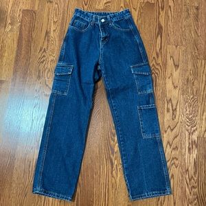 YesStyle Baggy High Waisted Denim Cargo Pants